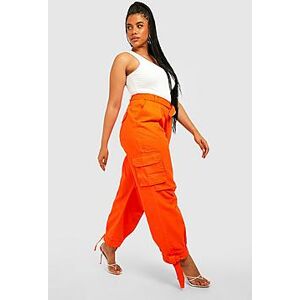 Plus Tie Hem Slim Fit Cargo Trousers  orange 54 Female