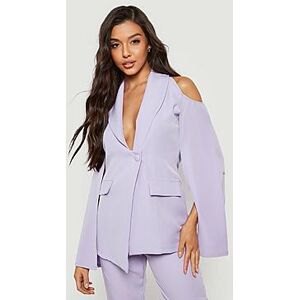 Cold Shoulder Wrap Front Tailored Blazer  lilac 42 Female