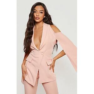 Cold Shoulder Wrap Front Tailored Blazer  nude 36 Female