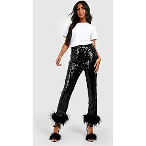 Premium Feather Sequin High Waist Trouser    Female