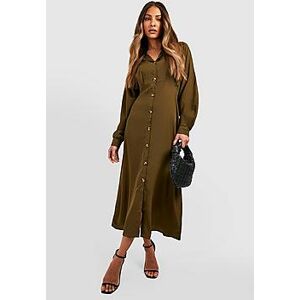 Batwing Midaxi Shirt Dress  khaki 46 Female