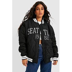 Seattle Varsity Bomber Jacket  black 34 Female