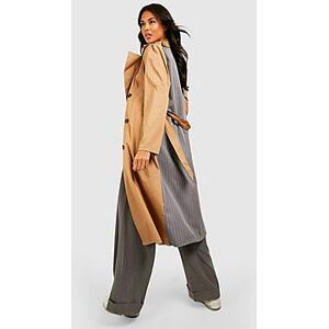 Stripe Back Belted Trench Coat  stone 38 Female