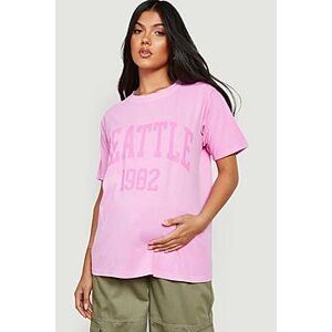 Maternity Washed Seattle Oversized Printed T-shirt  hot pink L Female