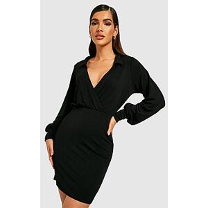 Wrap Detail Crepe Shirt Dress  black 42 Female