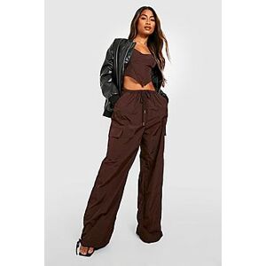 Nylon Cargo Parachute Pants  chocolate 34 Female