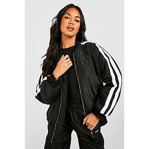 Stripe Detail Oversized Bomber Jacket  black 42 Female