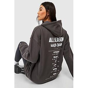 World Tour Slogan Back Print Oversized Hoodie  charcoal M Female