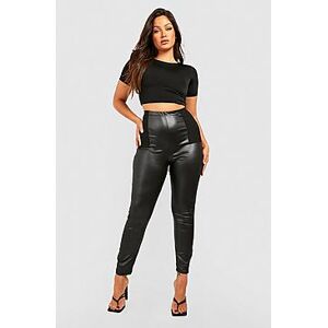 Plus High Waisted Contour Panel Wet Look Leggings  black 46 Female