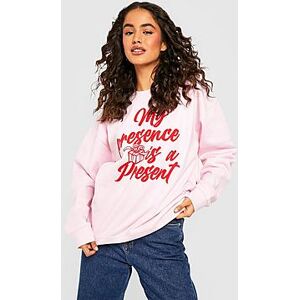 My Presence Is A Present Slogan Christmas Sweat  pink M Female