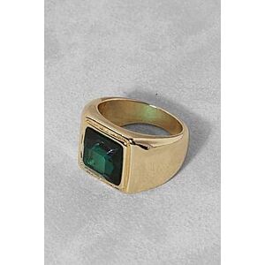 Emerald Green Inlay Polished Signet Ring    Female