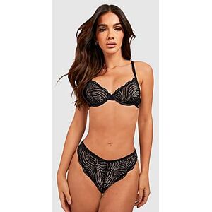 Embroidered Lace Underwire Bra  black 34C Female