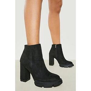 Cleated Block Heel Platform Ankle Boot  black 36 Female