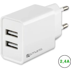 4smarts VoltPlug Dual 24W Vægoplader m. 2 x USB-A - Hvid