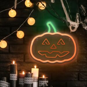 Neolia Halloween LED Neon Skilt - Orange og Grønt Lys m. Græskar