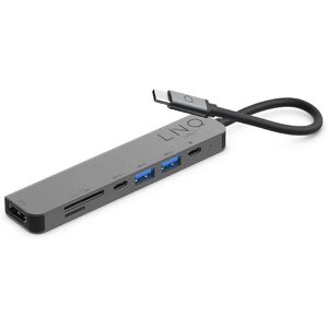 LINQ byELEMENTS 7in1 USB-C Multiport Hub - HDMI / USB-C PD / USB-A / SD&TF Kortlæser - Space Grey