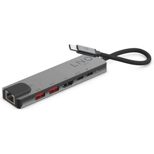 LINQ byELEMENTS 6in1 Pro USB-C Multiport Hub m. 2 x USB-A / 2 x USB-C / HDMI / RJ45 Ethernet - Space Grey