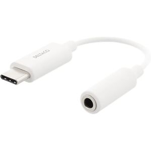 Deltaco USB-C Til AUX 3.5mm Adapter - Hvid