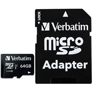 Verbatim 64GB microSDXC Class 10 Hukommelseskort m. Kamera Adaptor