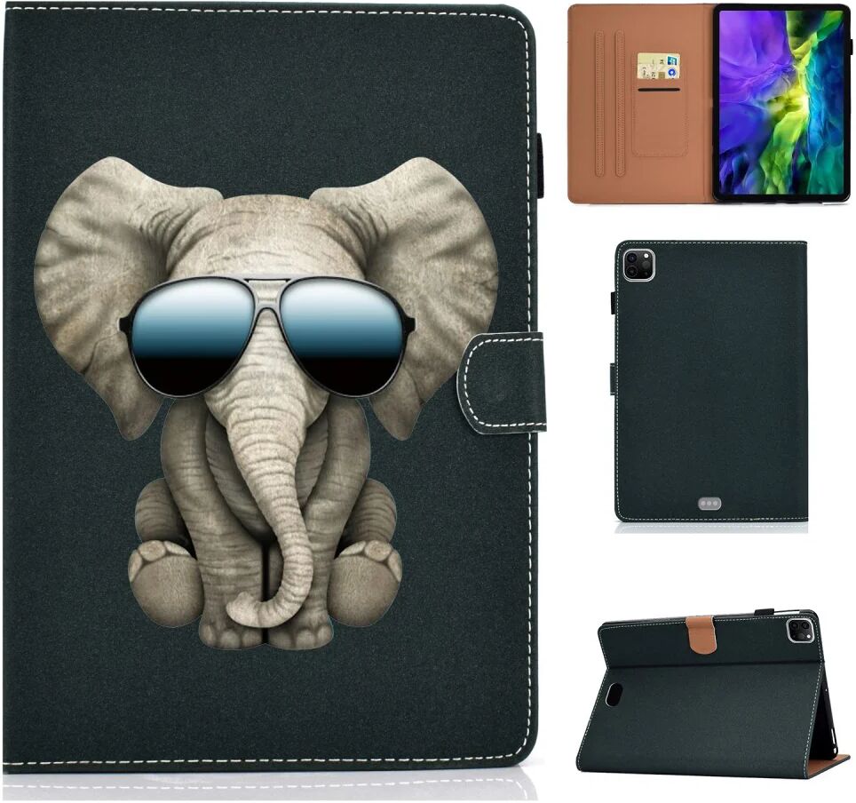 TABLETCOVERS.DK iPad Air (2020) / Pro (2020 / 2018) Cover m. Ståfunktion, Kortholder & Apple Pencil Holder - Cool Elephant