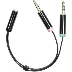 Deltaco 3.5mm Headset Adapter - Mikrofon & Stereo - Sort