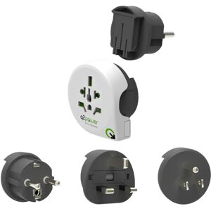 Q2 Power Qplux World 3-i-1 Rejseadapter - Hvid / Sort