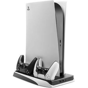 Fixed PS5 Stander m. Køling / 2 x USB-A / 2 x PS5 Controller Ladepladser - Sort / Hvid