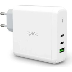 Epico Vægoplader PD 100W GaN m. 2 x USB-C & 1 x USB-A - Hvid