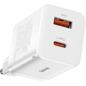 Baseus 30W Super Si Pro Vægoplader USB-C & USB-A - Hvid