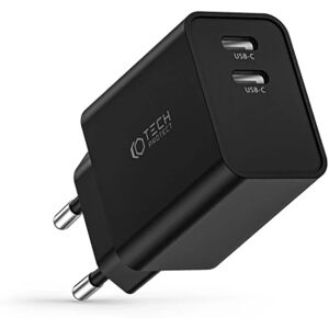 Tech-Protect Network PD 35W Vægoplader m. 2 x USB-C - Sort