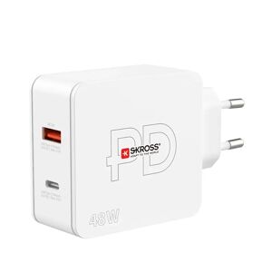 Skross Multipower 2 Pro+ PD 48W Vægoplader m. USB-C og USB-A - Hvid