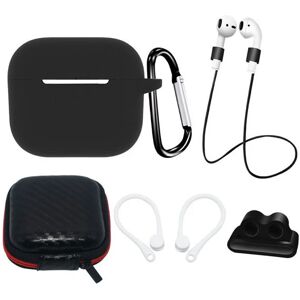 AirPods (3. gen.) Hurtel Silikone Case Sæt m. Etui, Neck Strap & Ear Hook - Sort