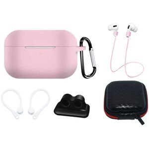 AirPods Pro (1 & 2. gen.) Hurtel Silikone Case Sæt m. Etui, Neck Strap & Ear Hook - Lyserød