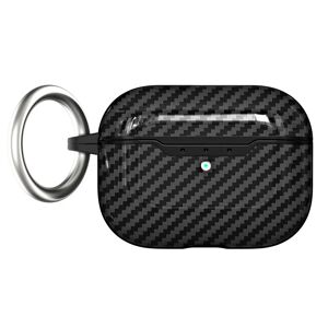 TABLETCOVERS.DK Apple AirPods Pro 2nd Gen (2022) Fleksibelt Plastik Cover m. Carbon Look & Nøglering - Sort