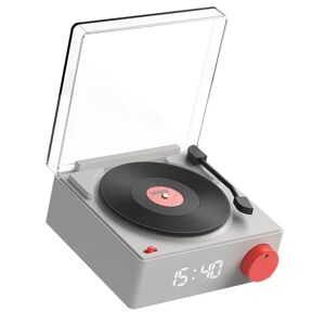 MOB - Bluetooth Højtaler m. Vækkeur - Vinyl Retro - Grå