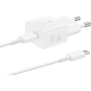 Original Samsung Super Fast Charge 25W GaN Power Adapter m. USB-C til USB-C Kabel - Hvid