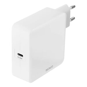 Deltaco PD 65W Vægoplader m. USB-C - Hvid