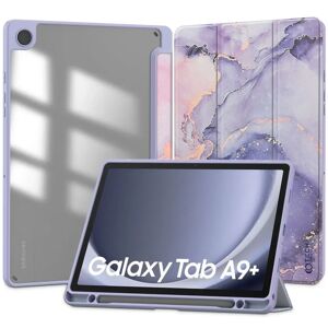 Samsung Galaxy Tab A9+ (Plus) Tech-Protect SC Hybrid Cover m. Pencil Holder - Violet Marble / Gennemsigtig