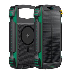 4smarts Titanpack UltiMag Solar 20W Powerbank 20.000mAh - USB-C & 2 x USB-A - MagSafe Kompatibel - Sort / Grøn