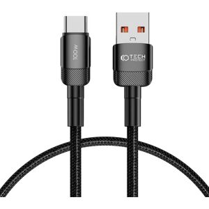 Tech-Protect Ultraboost Evo 100W/5A USB-A til USB-C Kabel 25cm - Sort