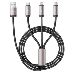 Tech-Protect Ultraboost 3-i-1 3.5A Kabel m. Lightning / USB-C / Micro-USB - 1 m. - Grå