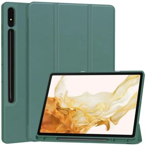 TABLETCOVERS.DK Samsung Galaxy Tab S9+ (Plus) Magnetisk Tri-Fold Læder Cover m. Pencil Holder - Mørkegrøn