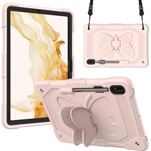 TABLETCOVERS.DK Samsung Galaxy Tab S9+ (Plus) Børne cover - Butterfly Kickstand Cover m. Skulderstrop - Lyserød