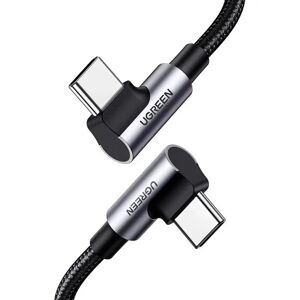 Ugreen PD 100W Vinklet USB-C til USB-C Flettet Nylon Kabel 1m - Sort / Grå