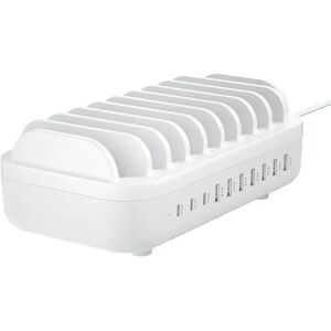 Deltaco Charging Station 10 Port 120W m. 7 x USB-A & 3 x USB-C - Hvid