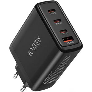 Tech-Protect Network PD 100W GaN Vægoplader m. 3 x USB-C & 1 x USB-A - Sort