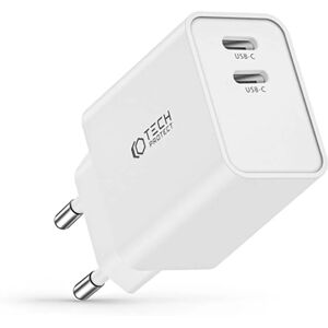 Tech-Protect Network PD 35W Vægoplader m. 2 x USB-C - Hvid