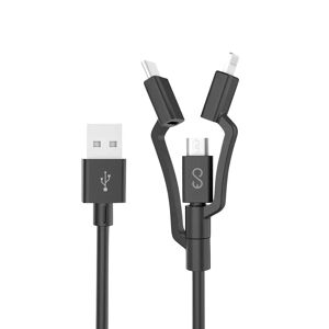 Epico 3in1 Multi Kabel - Lightning / USB-C / Micro USB - 1.2m - Sort