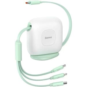 Baseus 3-i-1 Multi Kabel m. Udtrækkelige Kabler USB-C til USB-C, Micro USB og Lightning - Grøn