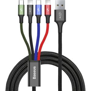 Baseus Rapid Series 4-i-1 Lightning (2 stk) / USB-C / Micro USB 3.5A Kabel 1.2m.